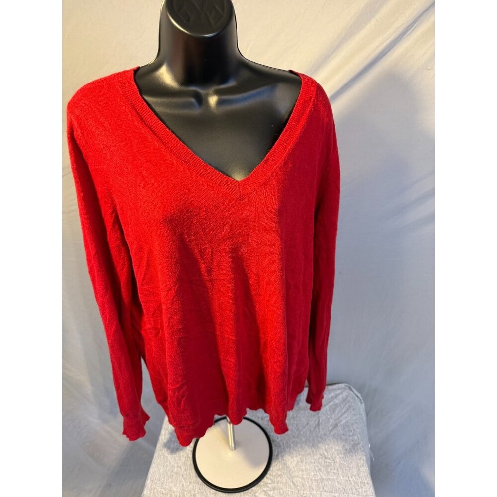 Sexy Siren Nor Classic Red Vneck Pullover Sweater Women’s XL 16/18 Academia